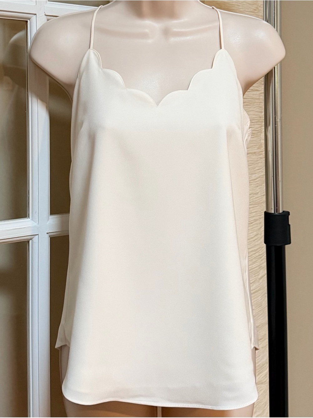 J. Crew Scallop Neck Spaghetti Strap Tank Top - Ivory